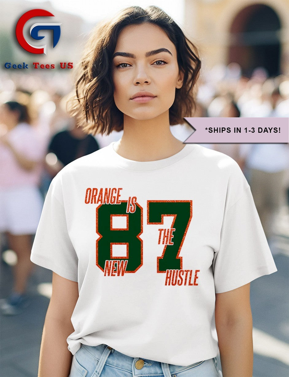 Orange is the new hustle 87 Travis Kelce shirt Unisex , , , Long Sleeve Tee