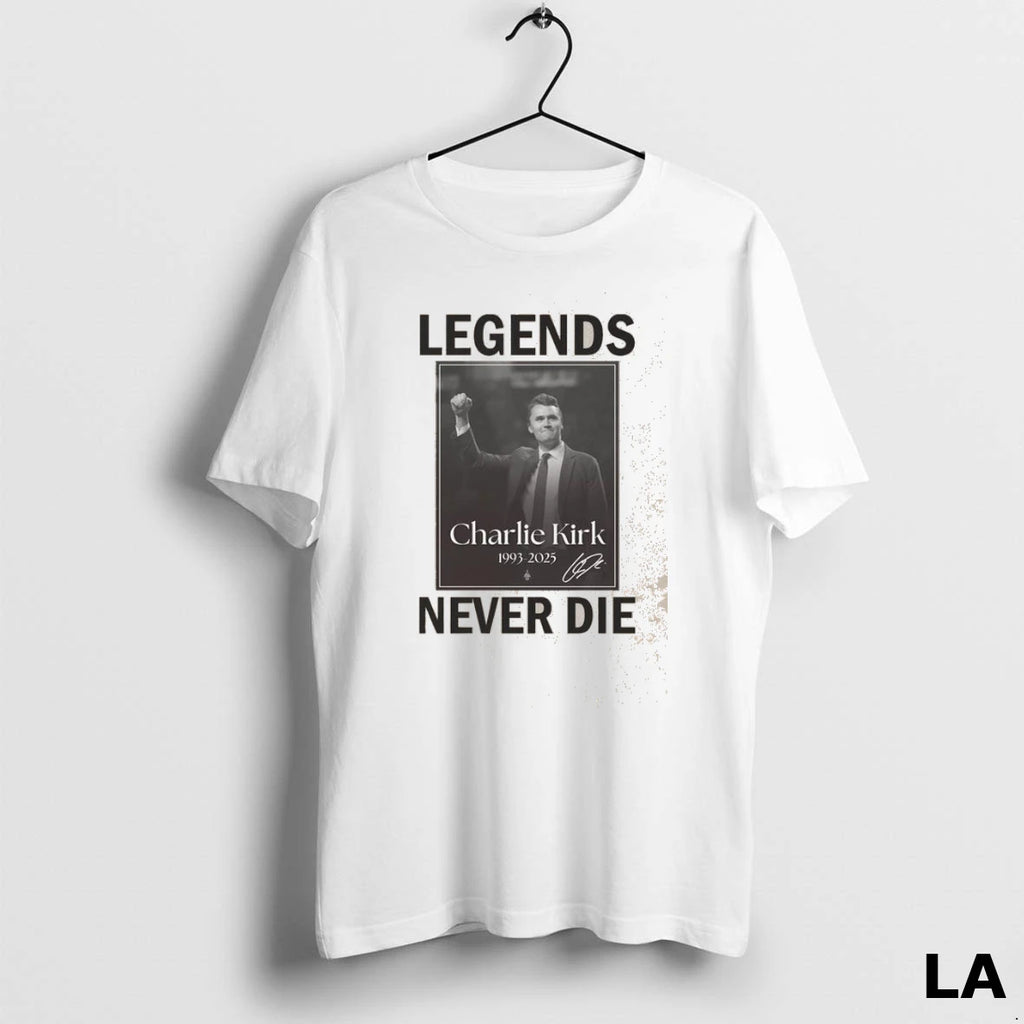 Original Awesome Charlie Kirk Legends Never Die Signature Washed