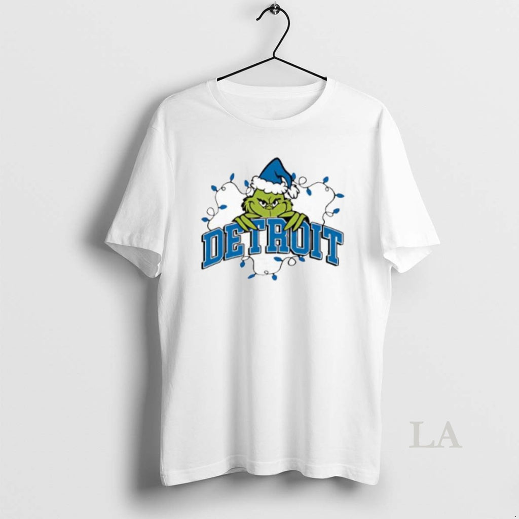Original Detroit Lions Grinch With Christmas Lightings