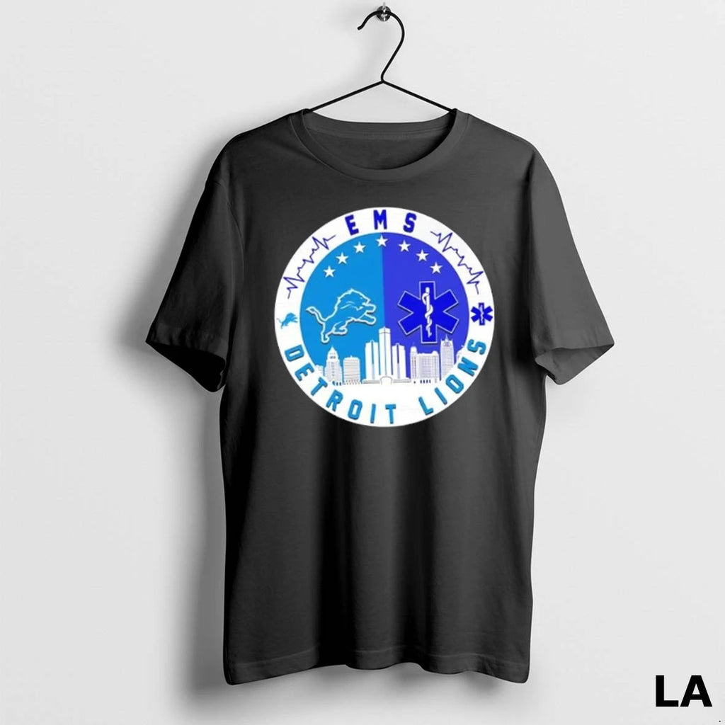 Original Detroit Lions Heartbeat Ems City Skyline