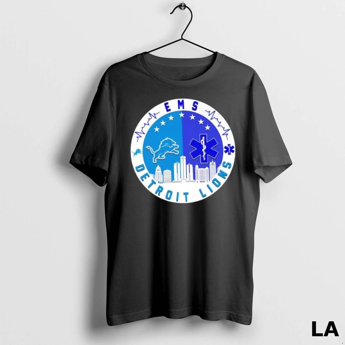 Original Detroit Lions Heartbeat Ems City Skyline