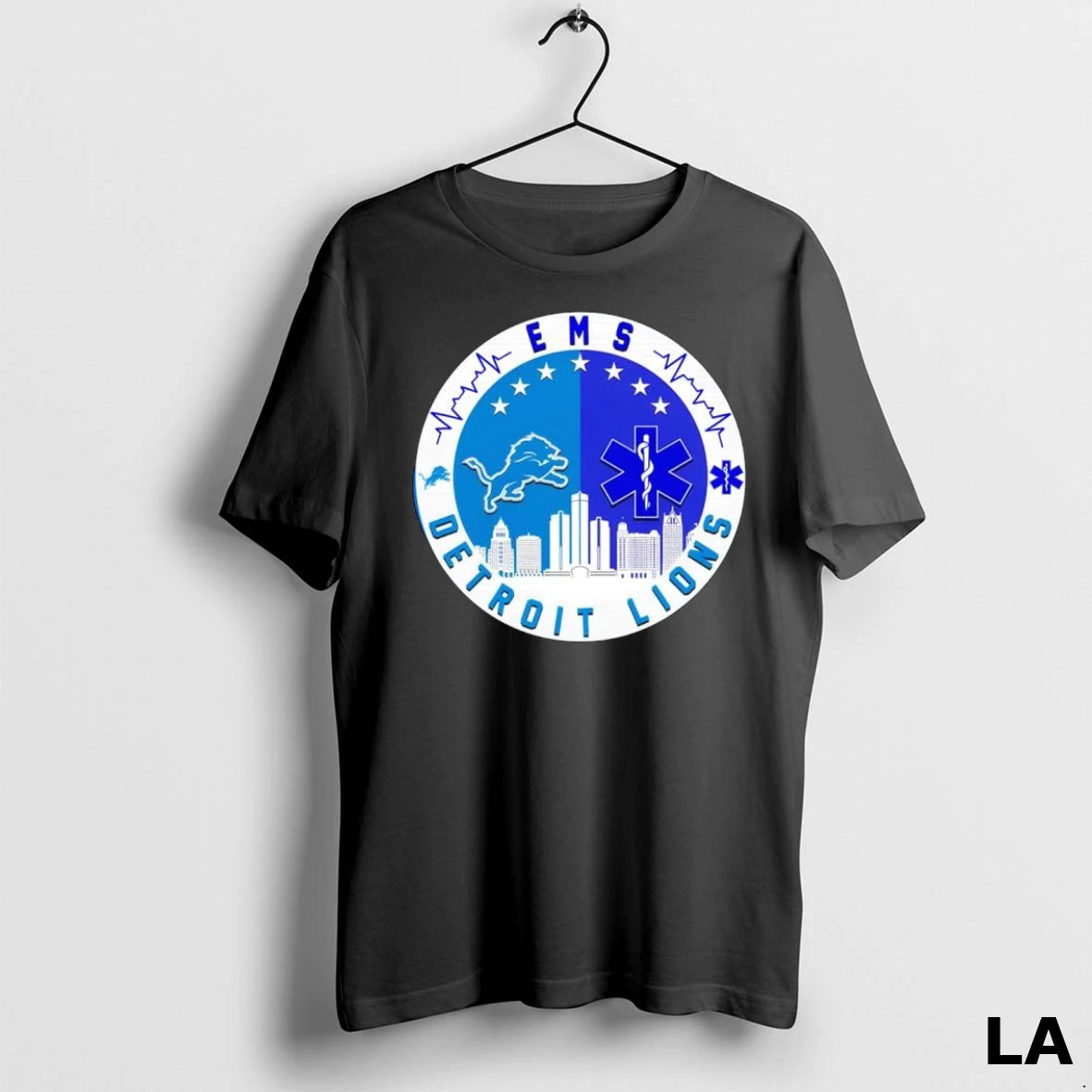 Original Emergency Medical Services Ems And Detroit Lions Football Team Logo