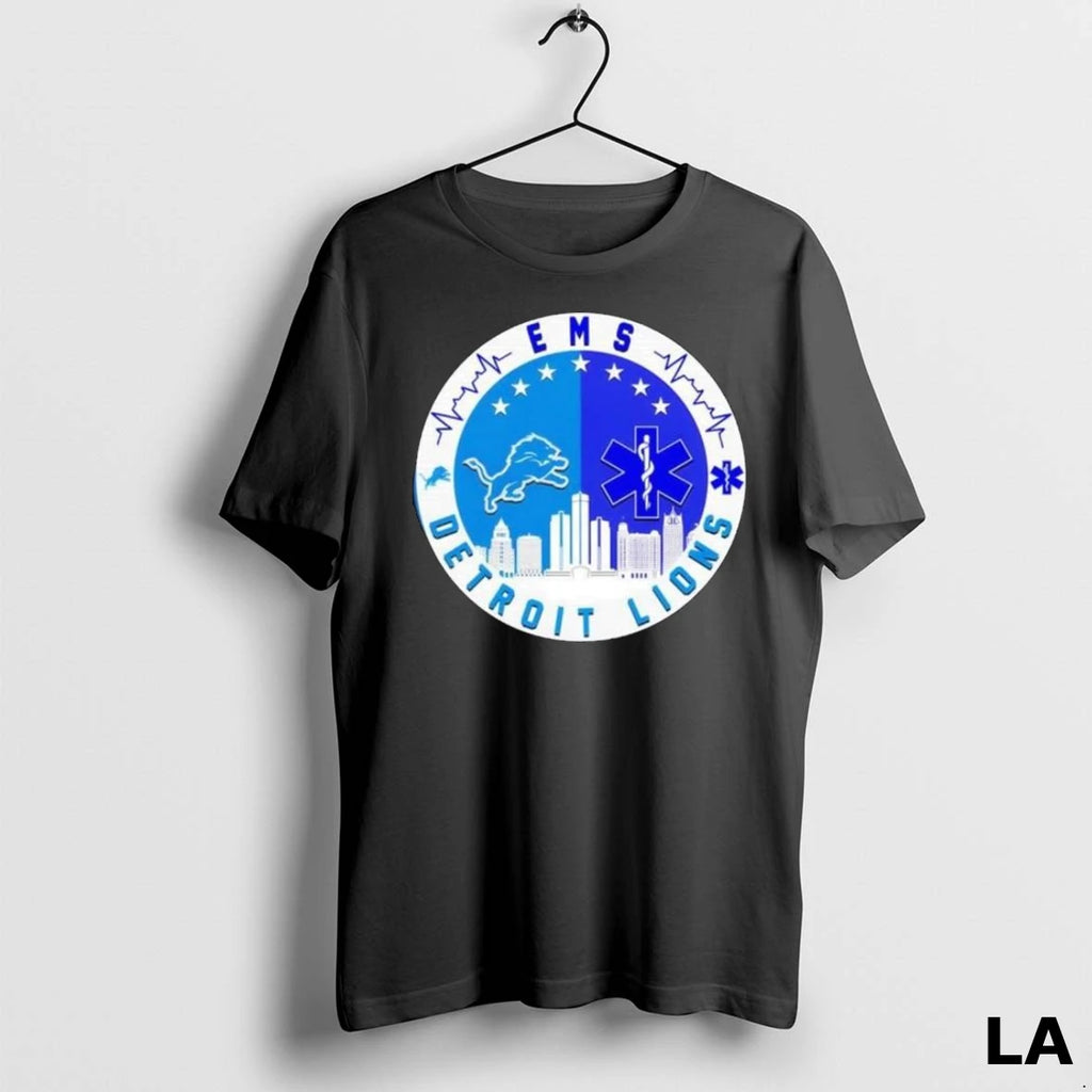 Original Emergency Medical Services Ems And Detroit Lions Football Team Logo Long Sleve