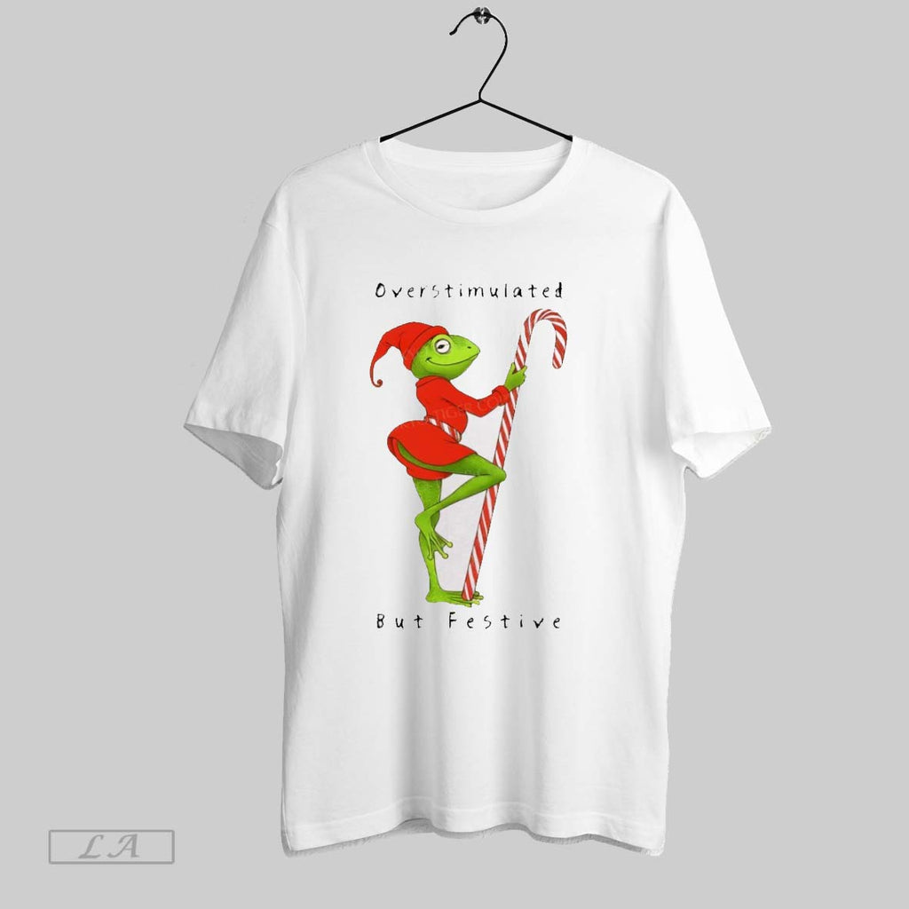 Original Funny Frog Wearing Santa Hat Overstimulated But Festive Christmas