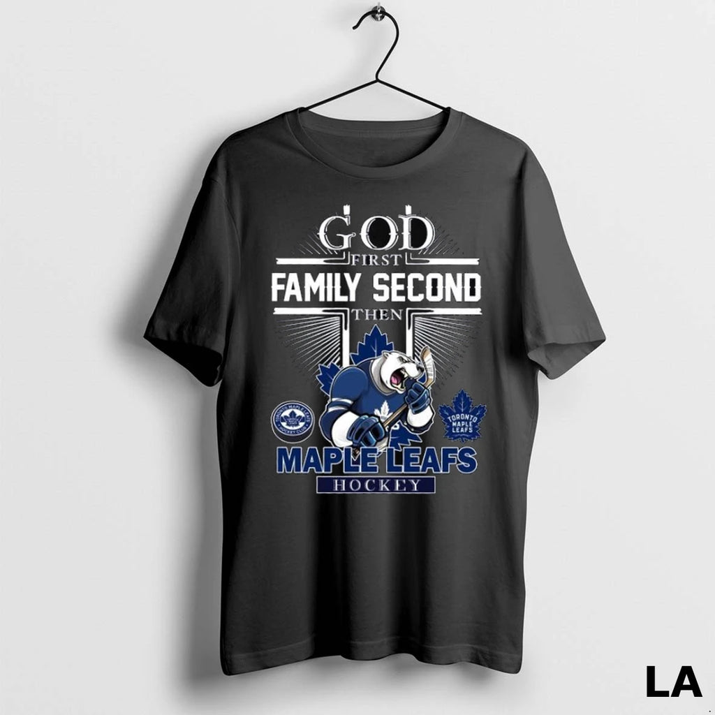 Original God First Family Second Then Toronto Maple Leafs Hockey Mascot 2025 Long Sleve