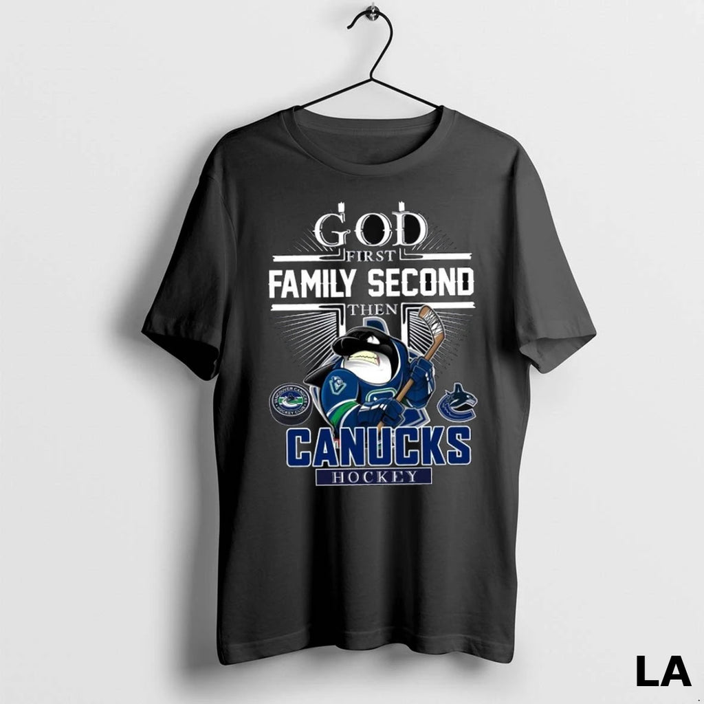 Original God First Family Second Then Vancouver Canucks Hockey Mascot 2025 Long Sleve