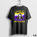 Original I Reject My Mortal Gender Nonbinary Flag Skull