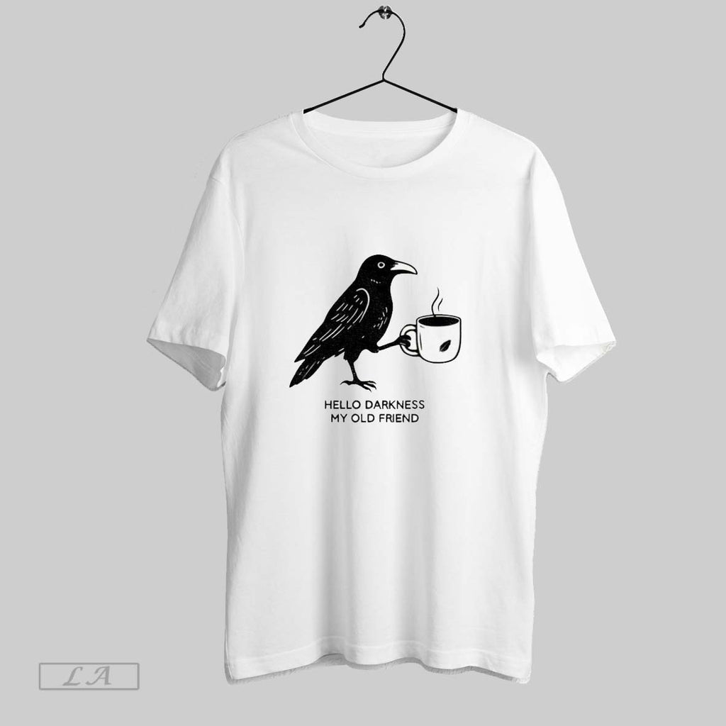 Original Raven Crow Coffee Hello Darkness My Old Friend Halloween