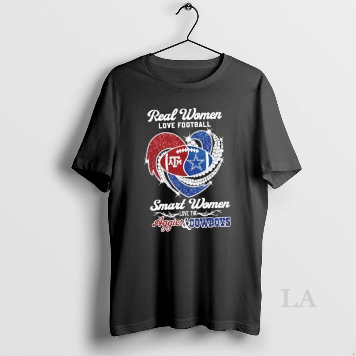 Original Real Women Love Football Smart Women Love The Aggies And Cowboys Diamond Heart
