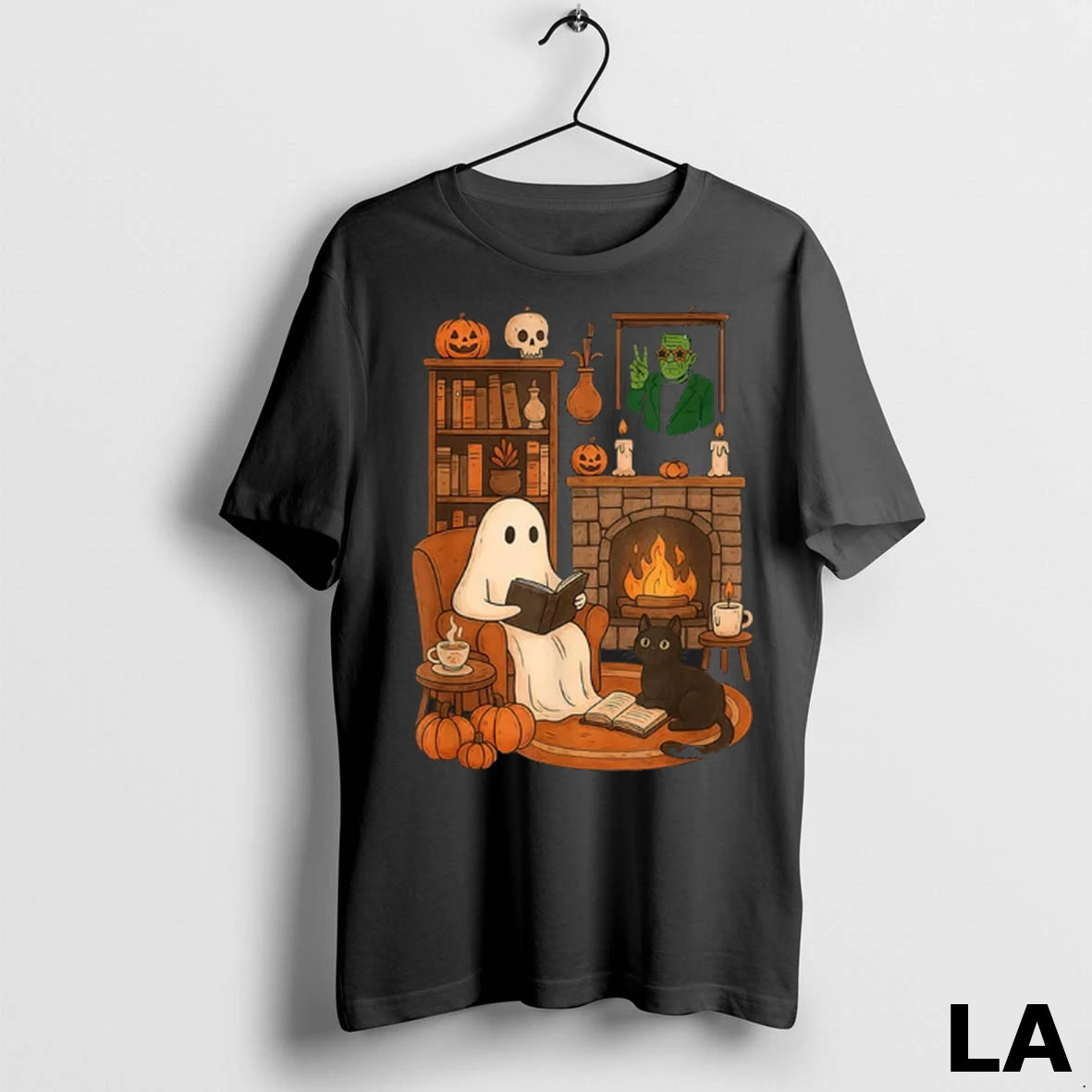 Original Retro Halloween Cozy Ghost Reading Book By 90s Frankenstein