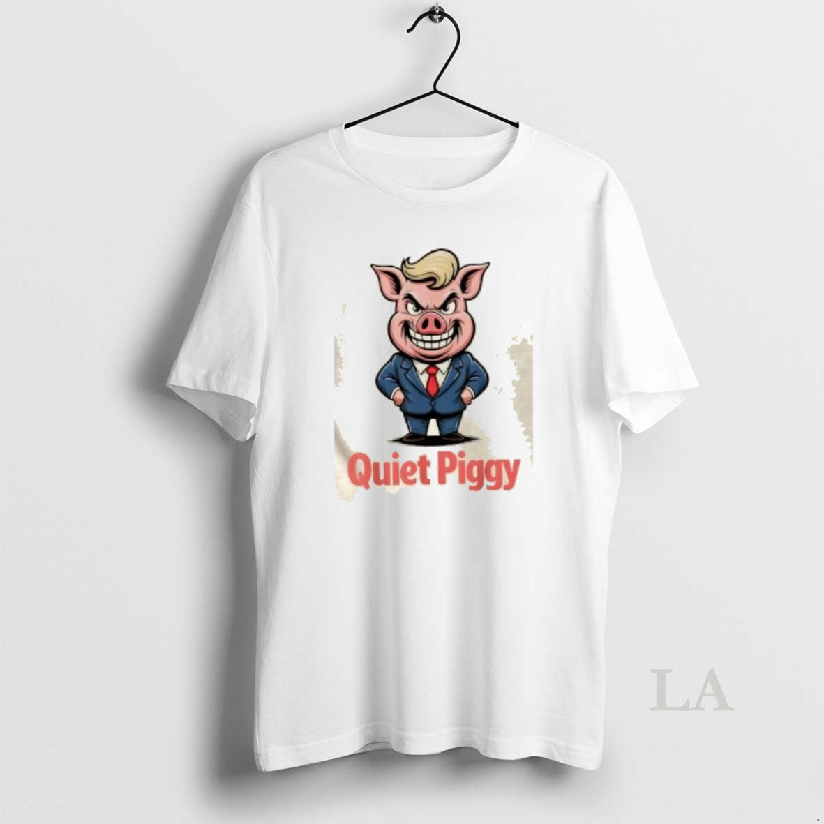 Original Trump Quiet Quiet Piggy Sarcastic Political Pig Cartoon