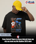 Paws Detroit Tigers vs Roary Detroit Lions my city my team my life Skyline 2025 shirt Unisex , , , Long Sleeve Tee
