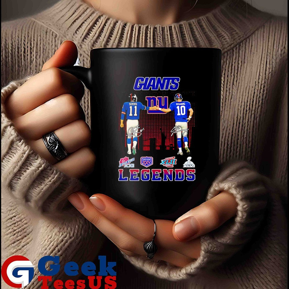 Phil Simms fist bump Eli Manning New York Giants Football Legends 2025 signature shirt Unisex , , , Long Sleeve Tee