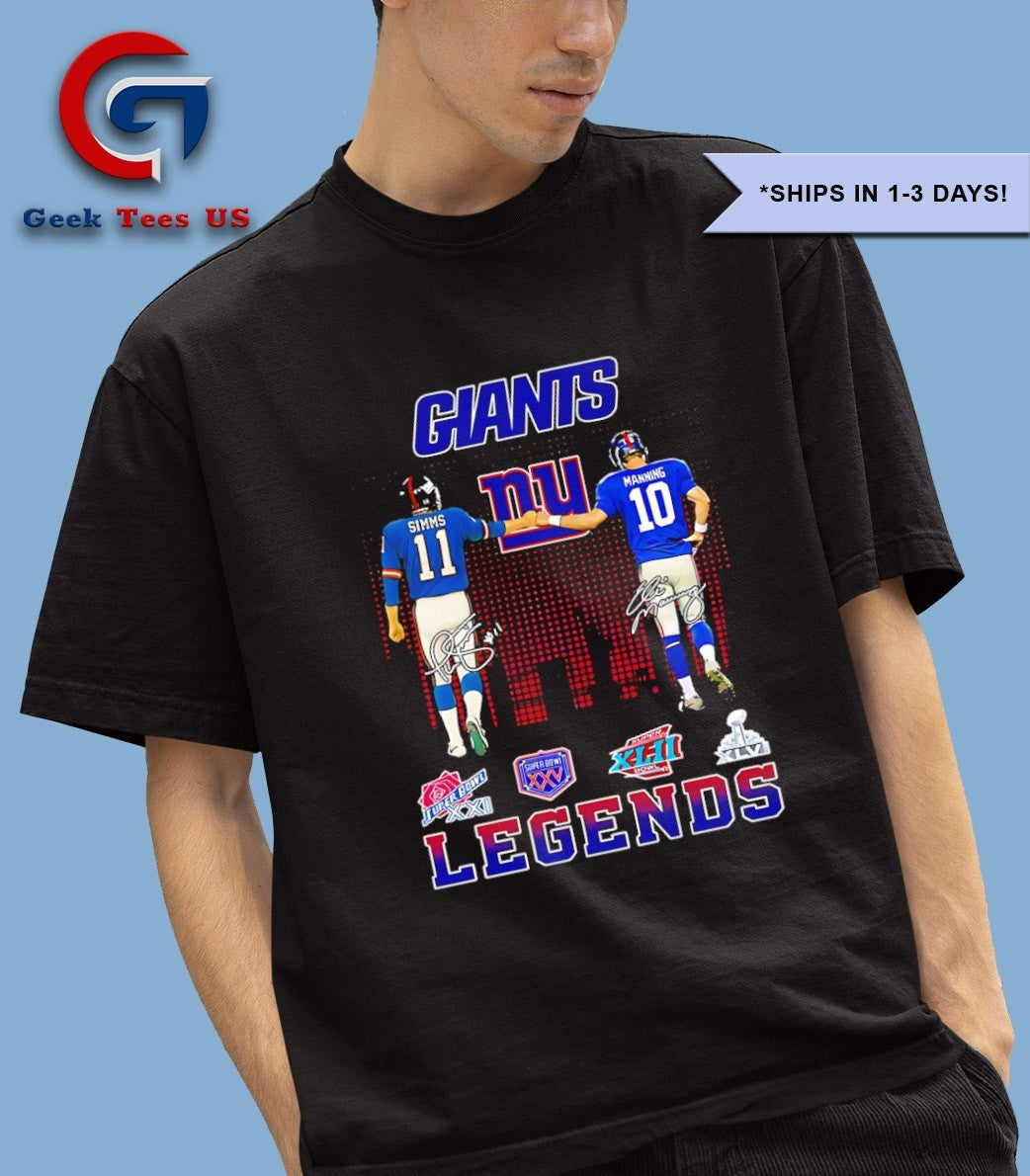 Phil Simms fist bump Eli Manning New York Giants Football Legends 2025 signature shirt Unisex , , , Long Sleeve Tee