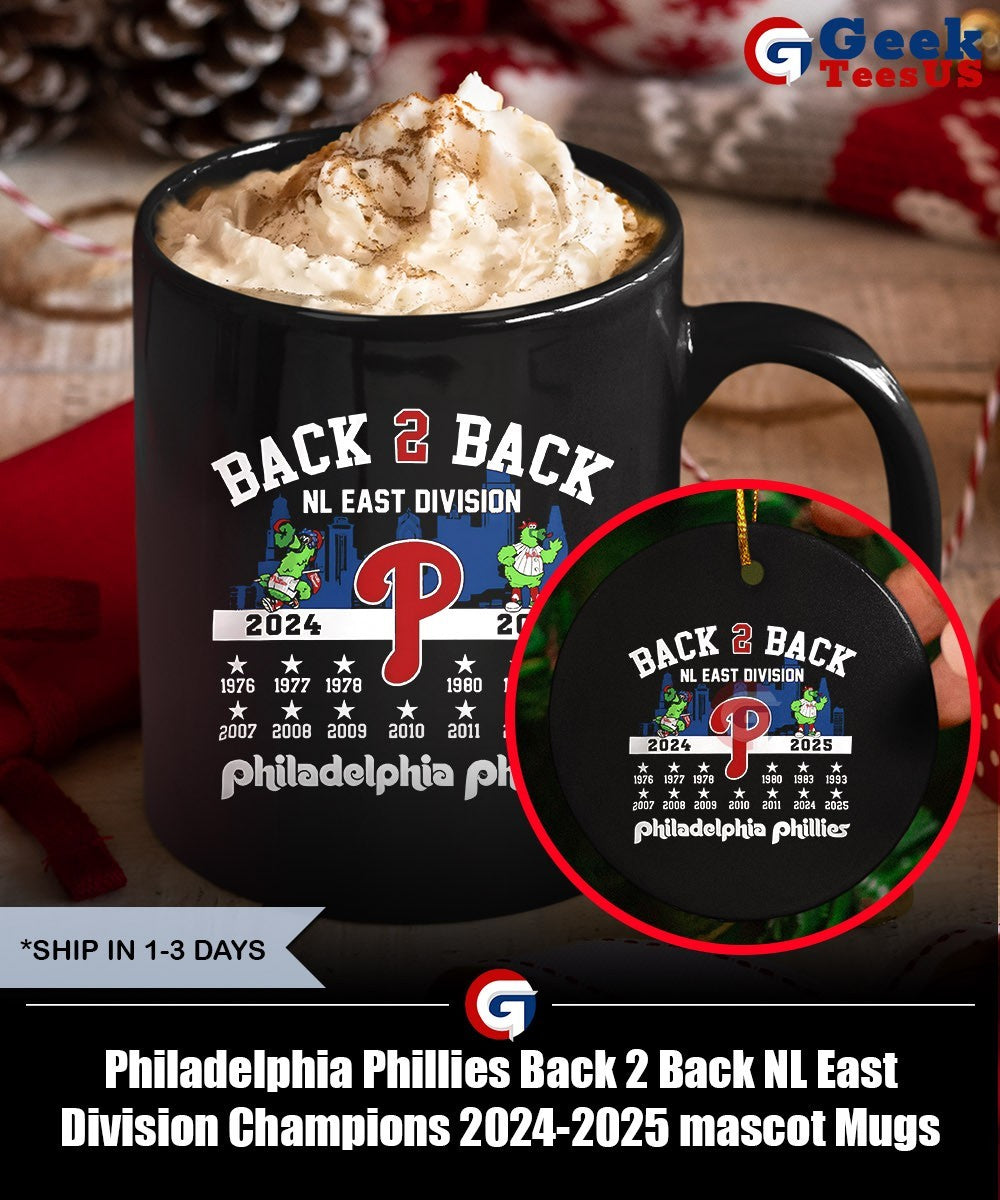 Philadelphia Phillies Back 2 Back NL East Division Champions 2024-2025 mascot shirt Unisex , , , Long Sleeve Tee