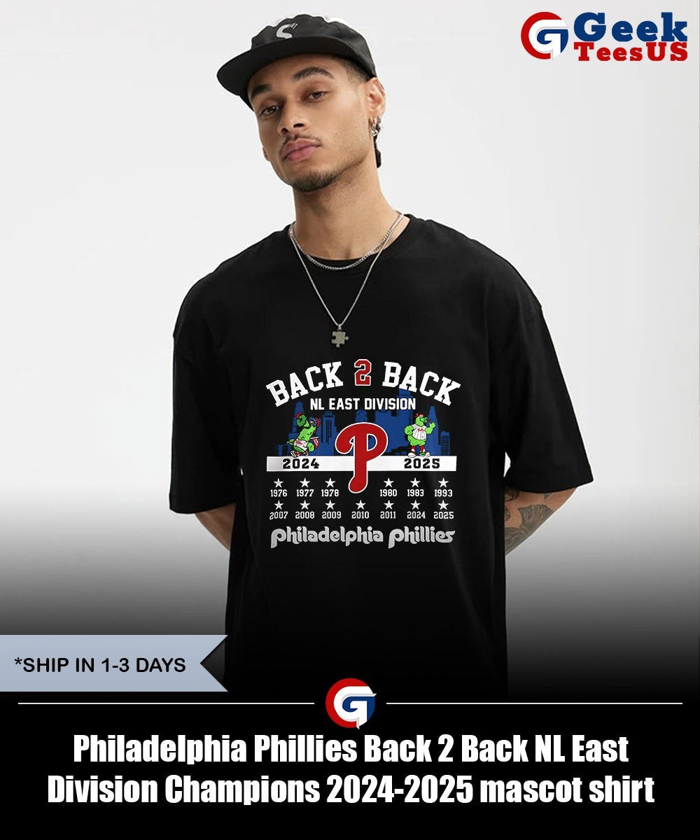 Philadelphia Phillies Back 2 Back NL East Division Champions 2024-2025 mascot shirt Unisex , , , Long Sleeve Tee