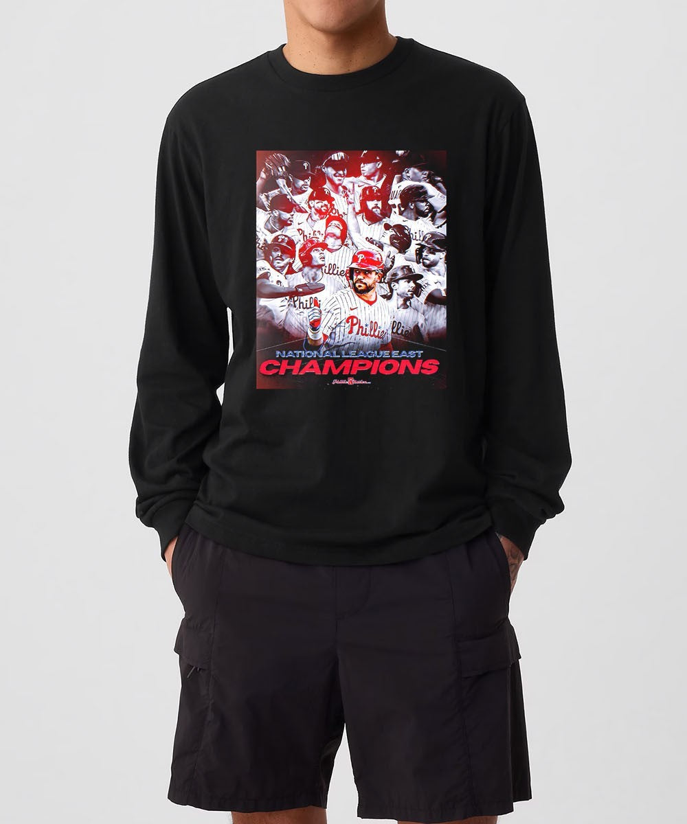 Philadelphia Phillies Back to Back National League East champions 2025 poster shirt Unisex , , , Long Sleeve Tee