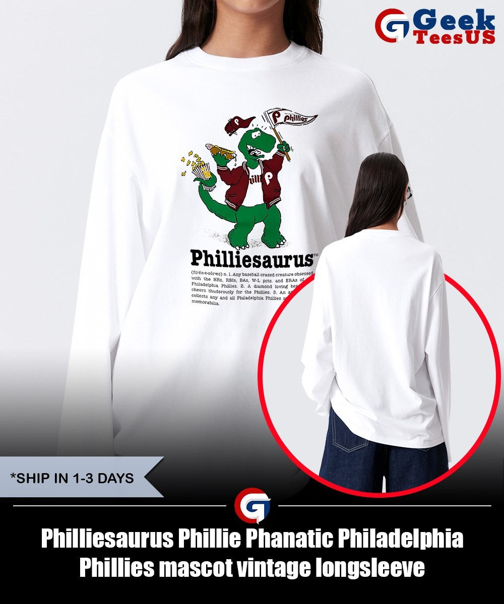 Philliesaurus Phillie Phanatic Philadelphia Phillies mascot vintage shirt Unisex , , , Long Sleeve Tee
