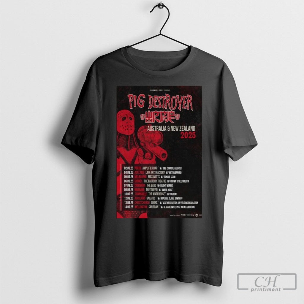 Pig Destroyer Australia New Zealand 2025 T Shirts