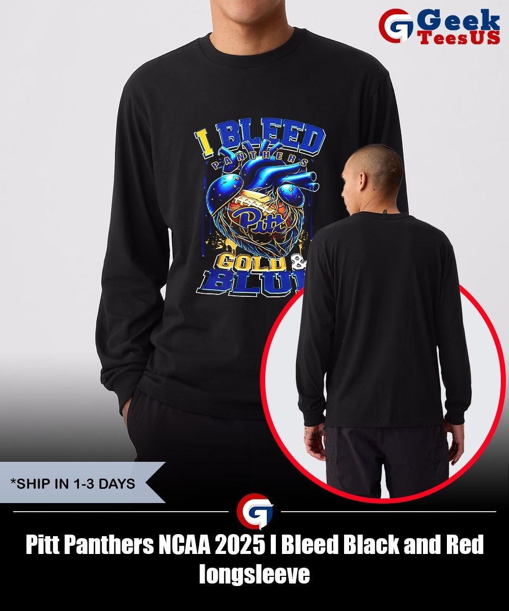 Pitt Panthers NCAA 2025 I Bleed Black and Red shirt Unisex , , , Long Sleeve Tee