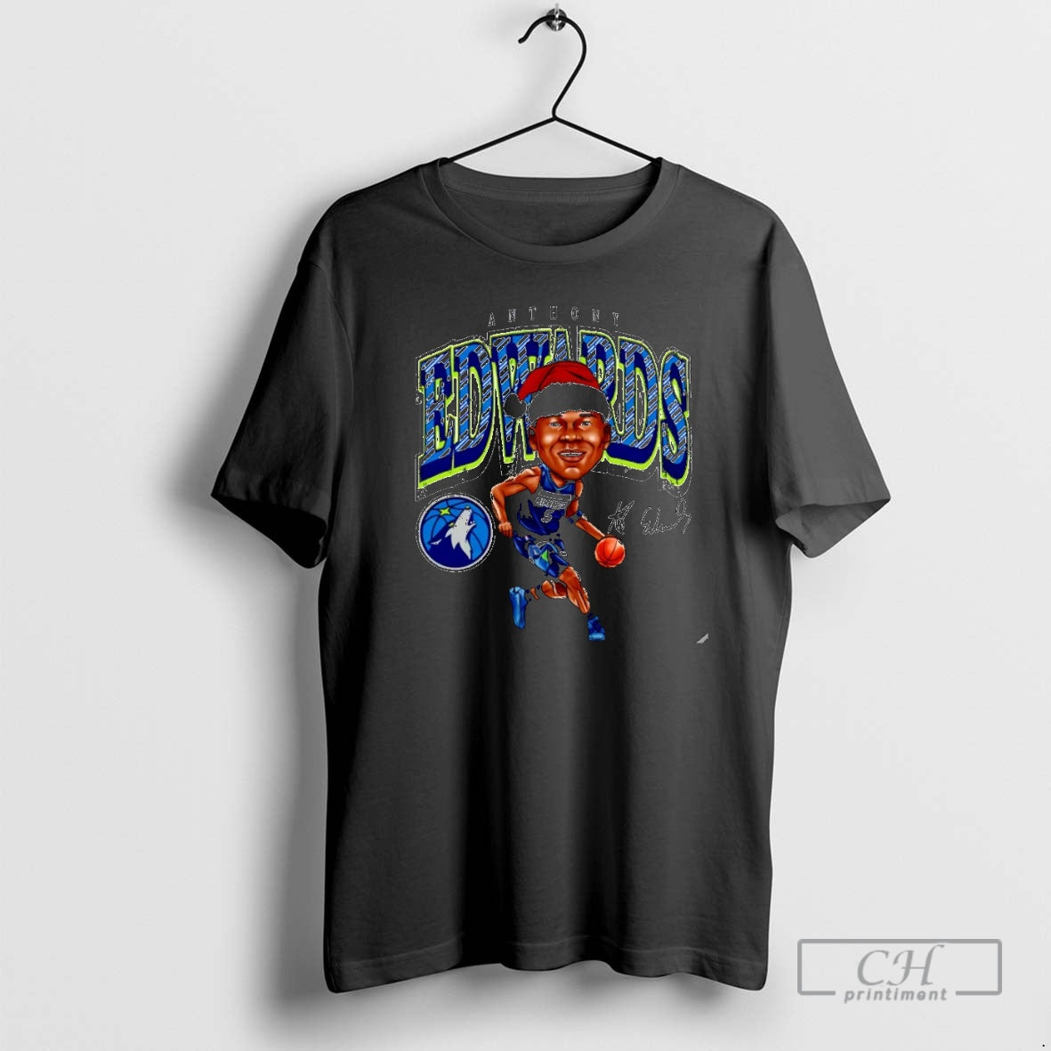 Premium Anthony Edwards Minnesota Timberwolves Santa Hat Cartoon Christmas Christmas Shirt Sweater