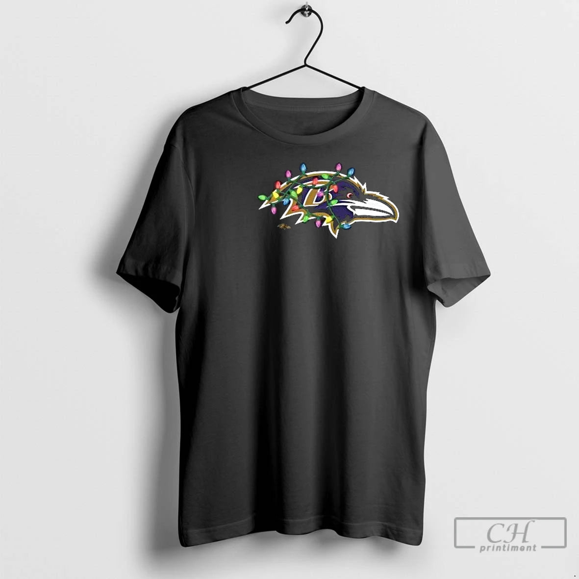 Premium Baltimore Ravens Primary Logo Holiday Lights 2025 Circle Black