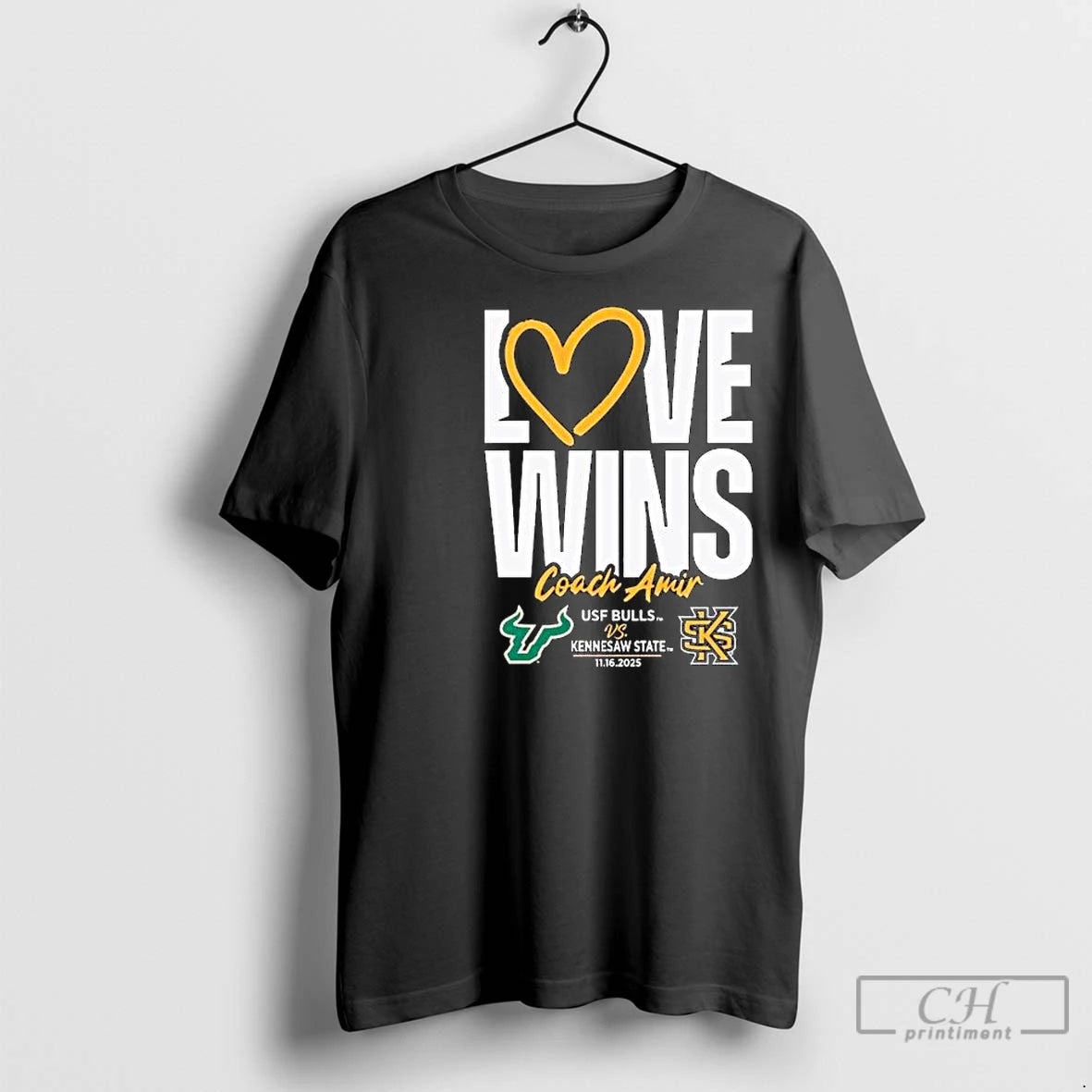 Premium Black Usf Vs Kennesaw State Love Wins Coach Amir Circle Black