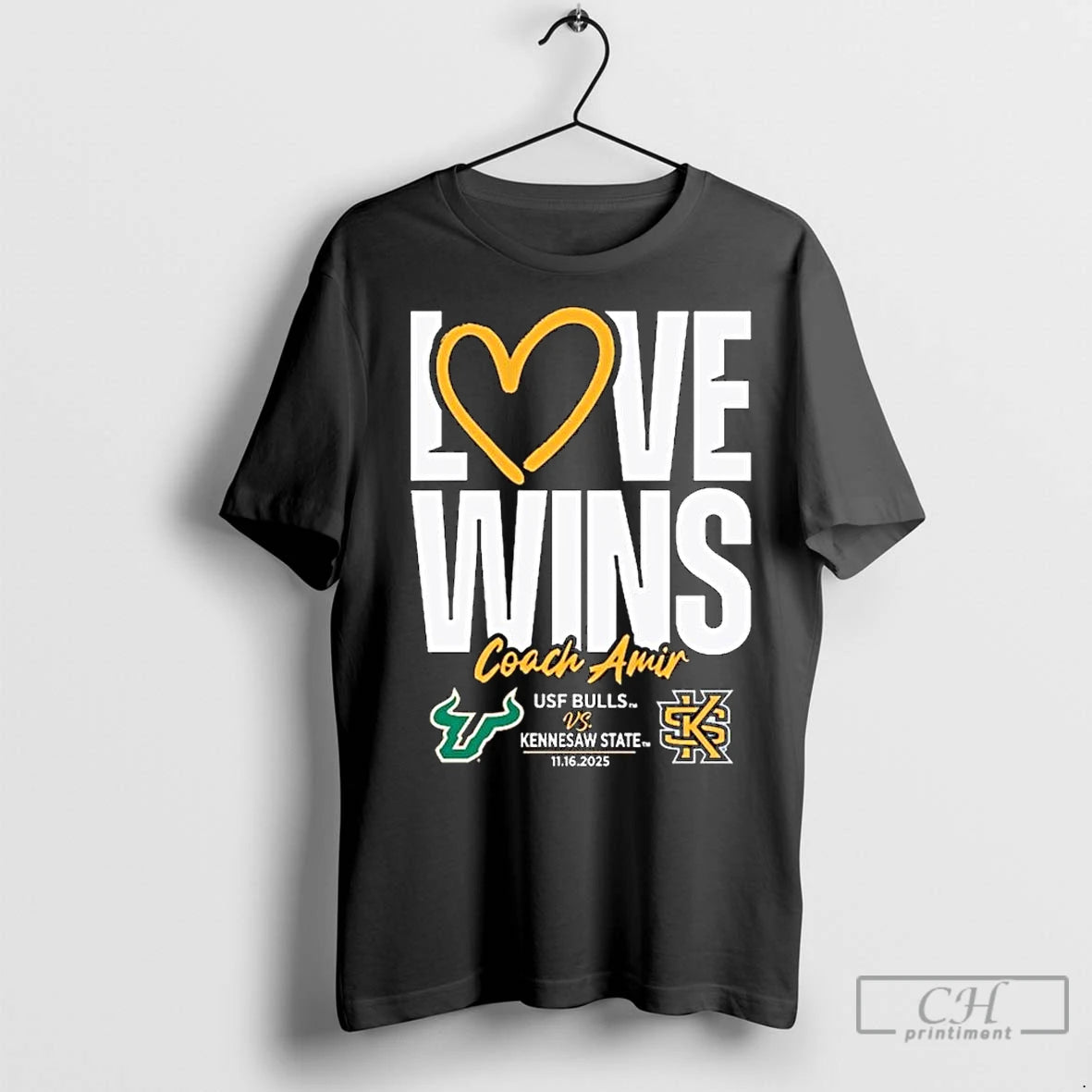 Premium Black Usf Vs Kennesaw State Love Wins Coach Amir Long Sleve