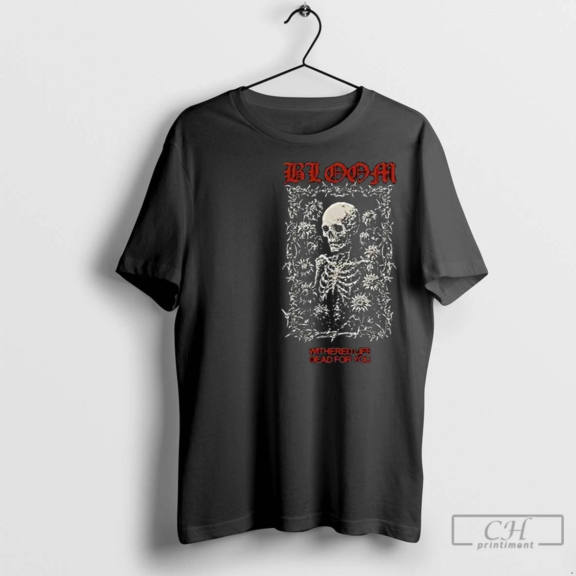 Premium Bloom Withered Life Dead For You Skeleton Circle Black