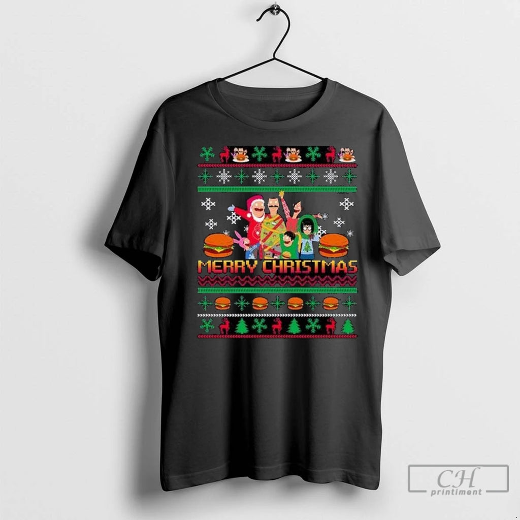 Premium Bobs Burgers Family Elf Ugly Christmas 2025 Circle Black