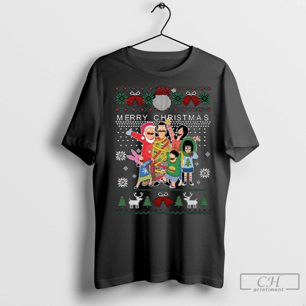 Premium Bobs Burgers Family Merry Christmas 2025 Circle Black