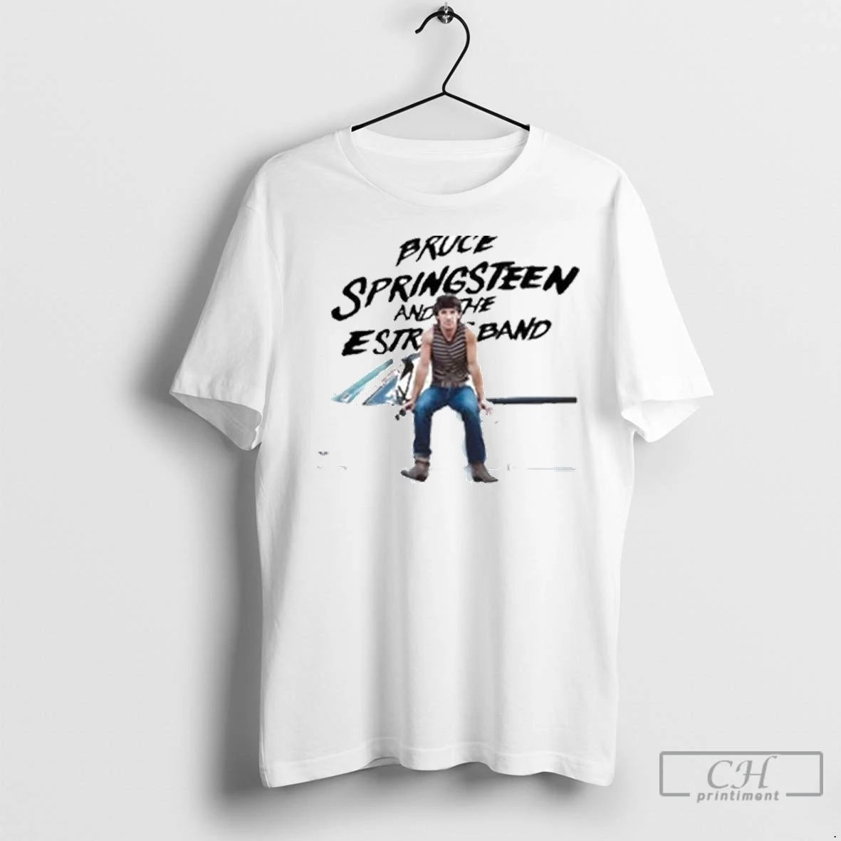 Premium Bruce Springsteen Retro Born In The America Circle White