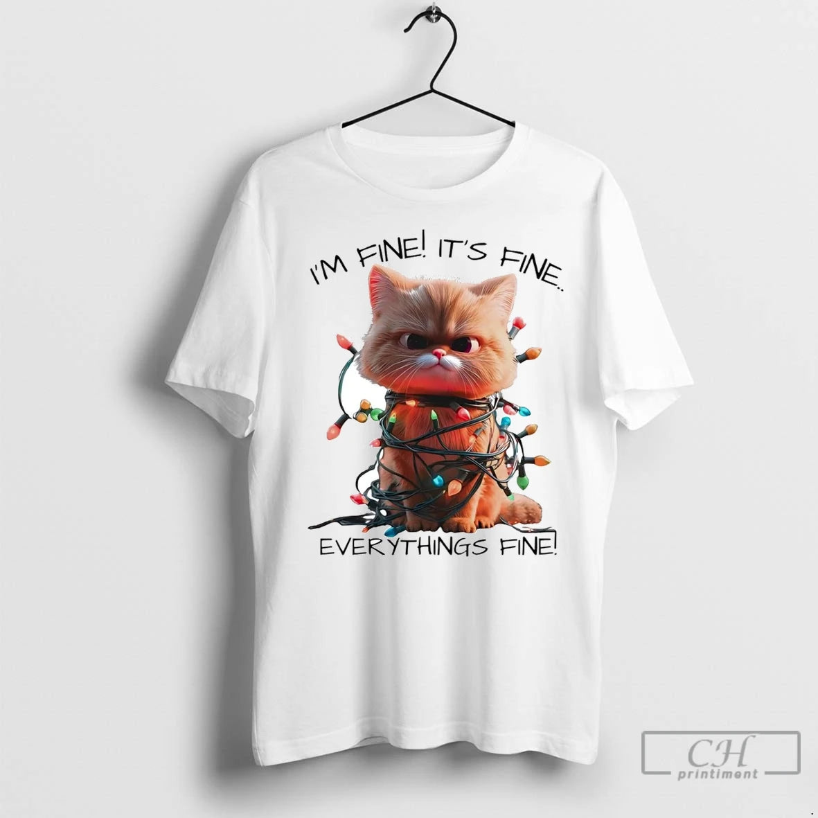 Premium Cat Im Fine Its Fine Everythings Fine Christmas Light