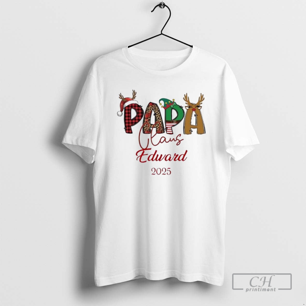 Premium Christmas Papa Claus 2025 Personalized Ornaments White Shirt Sweater