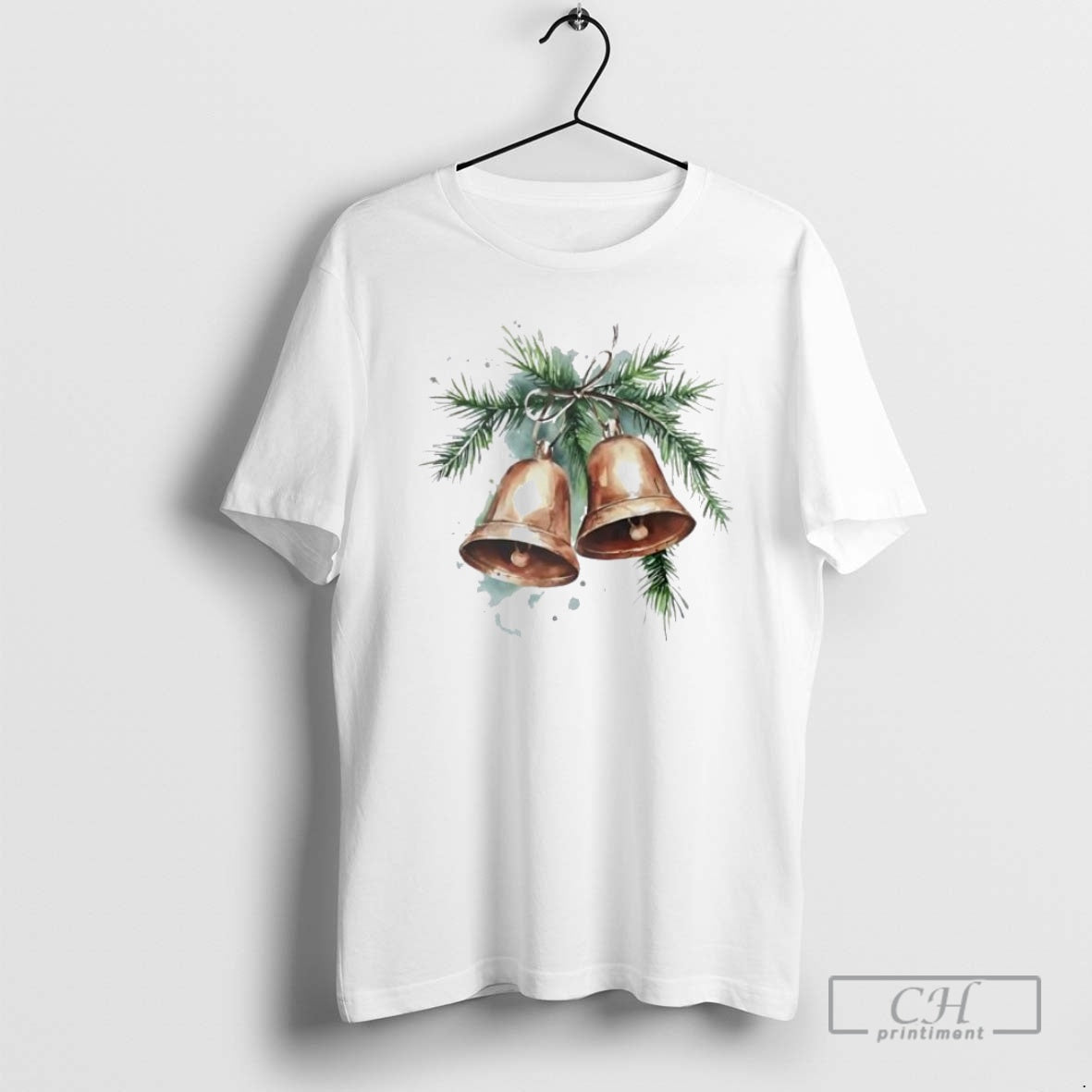 Premium Christmas Bells Ornaments White Shirt Sweater