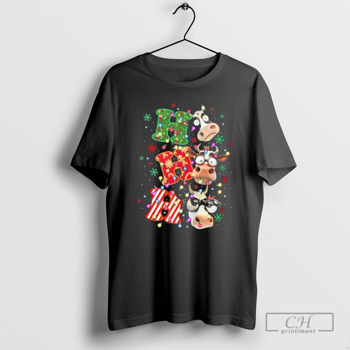 Premium Cows Christmas Lights Ho Ho Ho Shirt Sweater
