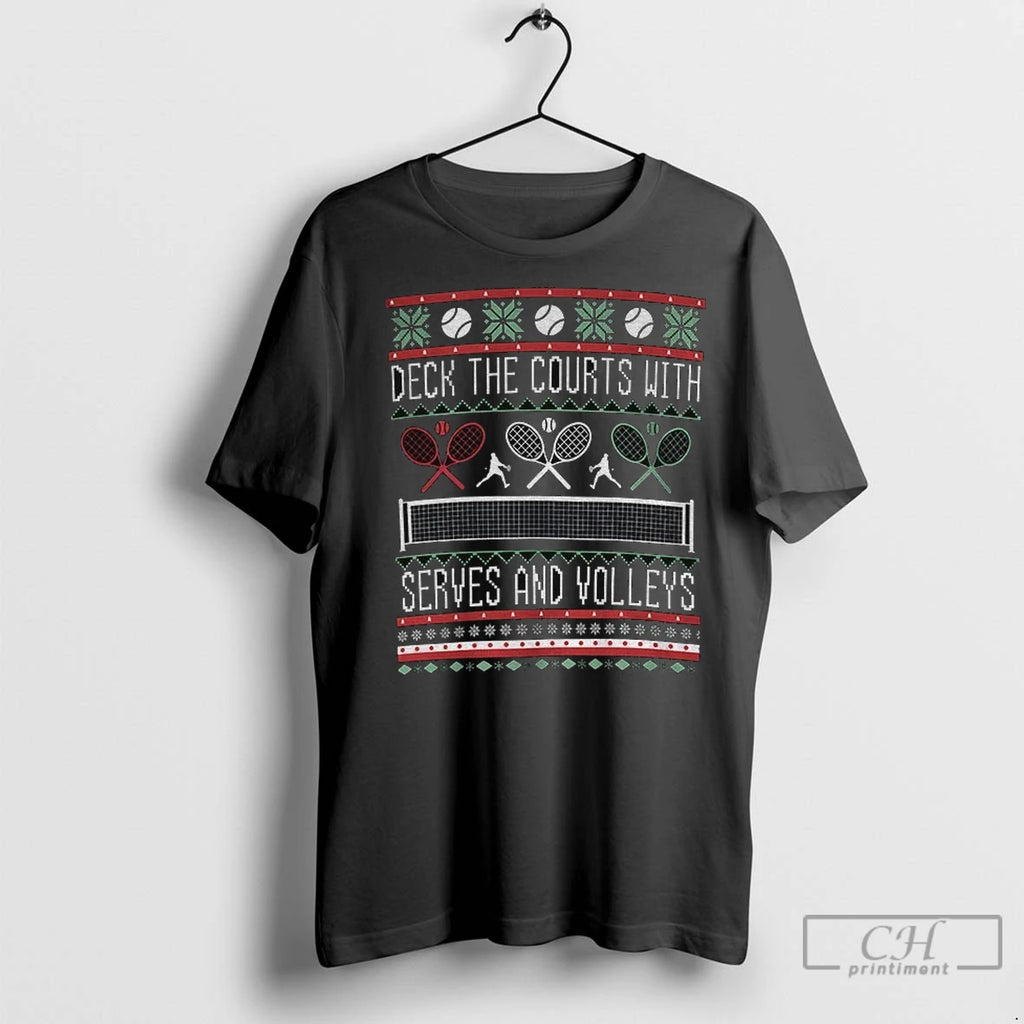 Premium Deck The Courts With Serves And Volleys Tennis Merry Christmas
