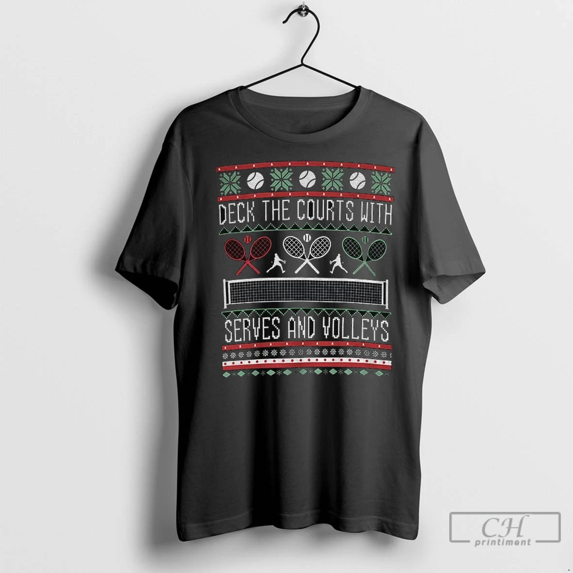 Premium Deck The Courts With Serves And Volleys Tennis Merry Christmas