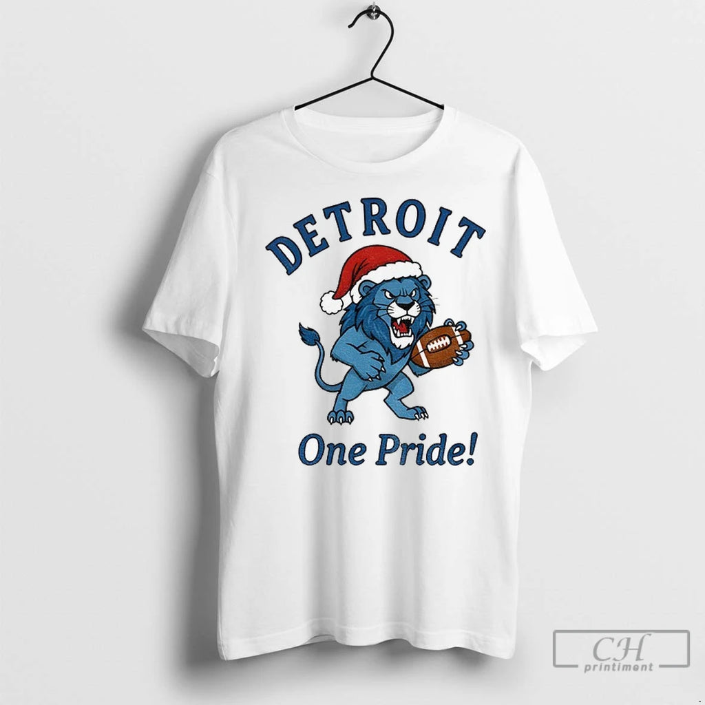 Premium Detroit Lions Football Mascot Santa Hat Detroit One Pride Merry Christmas