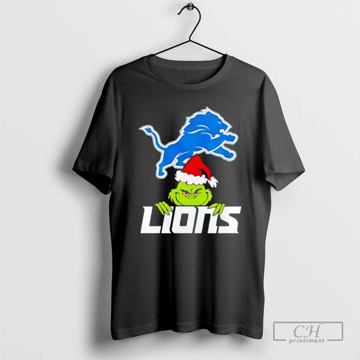 Premium Detroit Lions Merry Grinchmas Hat Santa Logo Shirt Sweater