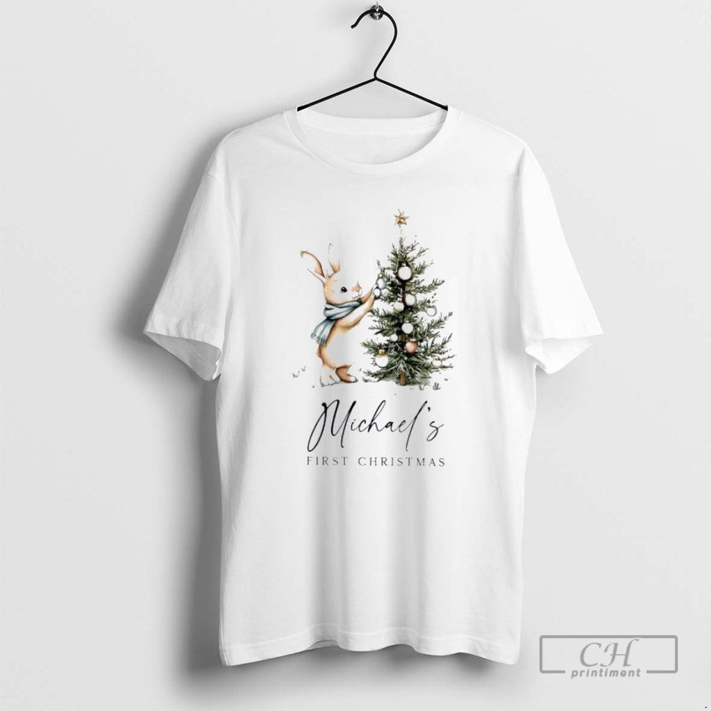 Premium Easter Bunny First Christmas Personalized Ornaments White Shirt Sweater