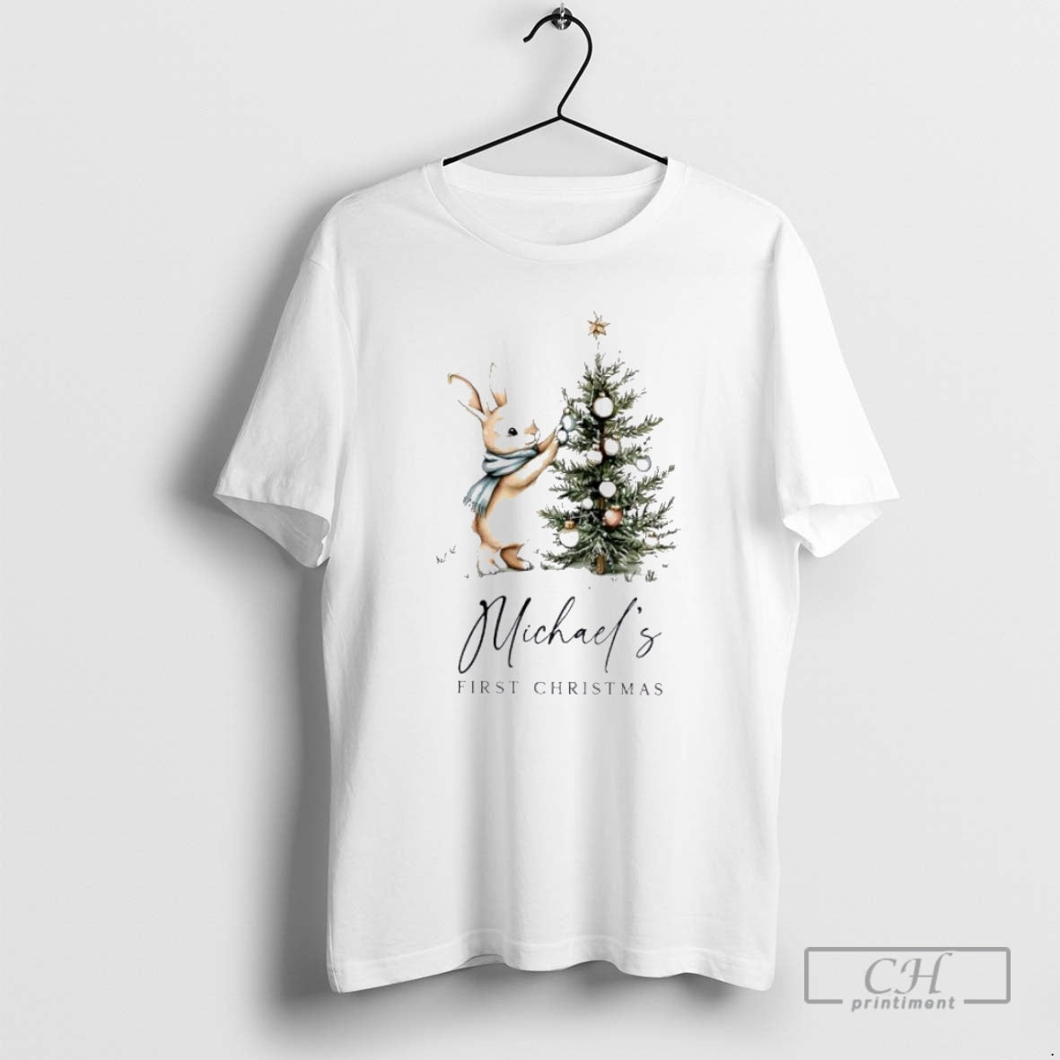 Premium Easter Bunny First Christmas Personalized Ornaments White Shirt Sweater