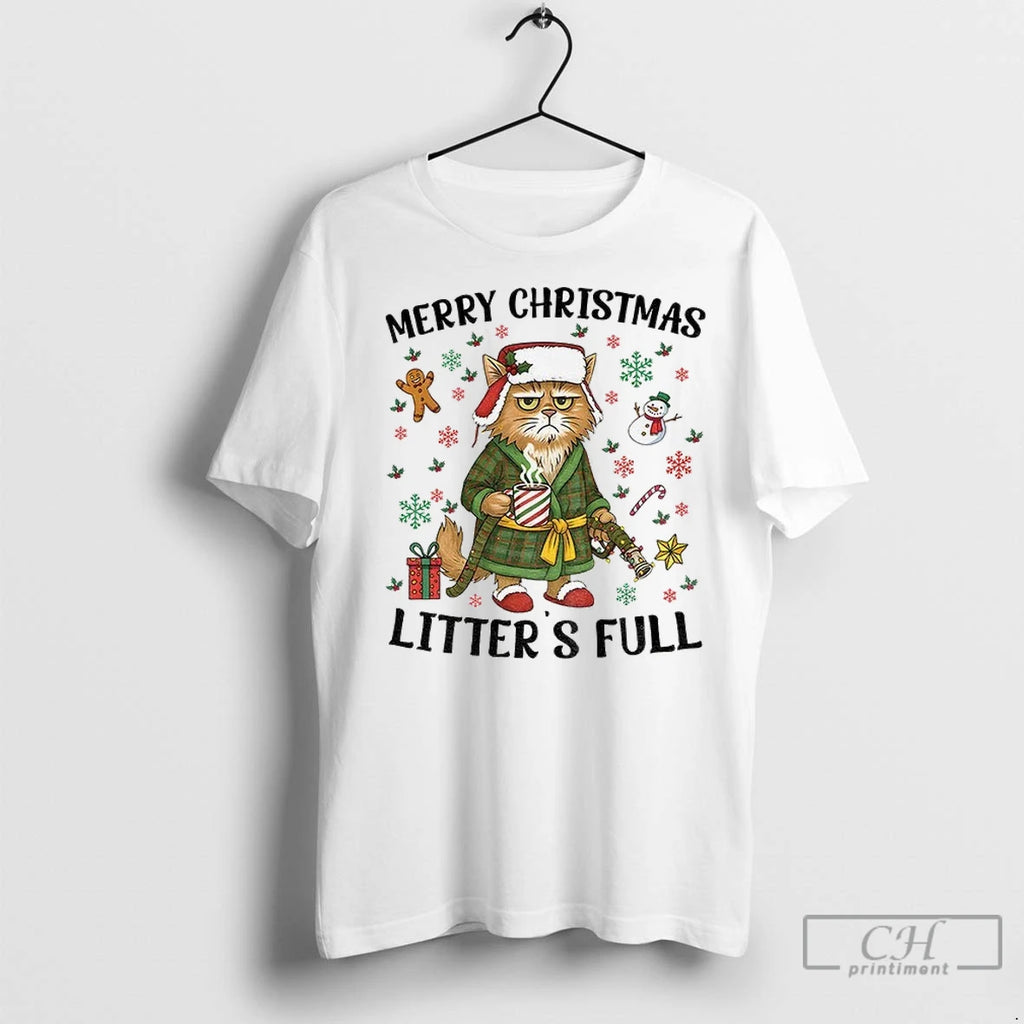 Premium Funny Cat Litters Full Merry Christmas 2025