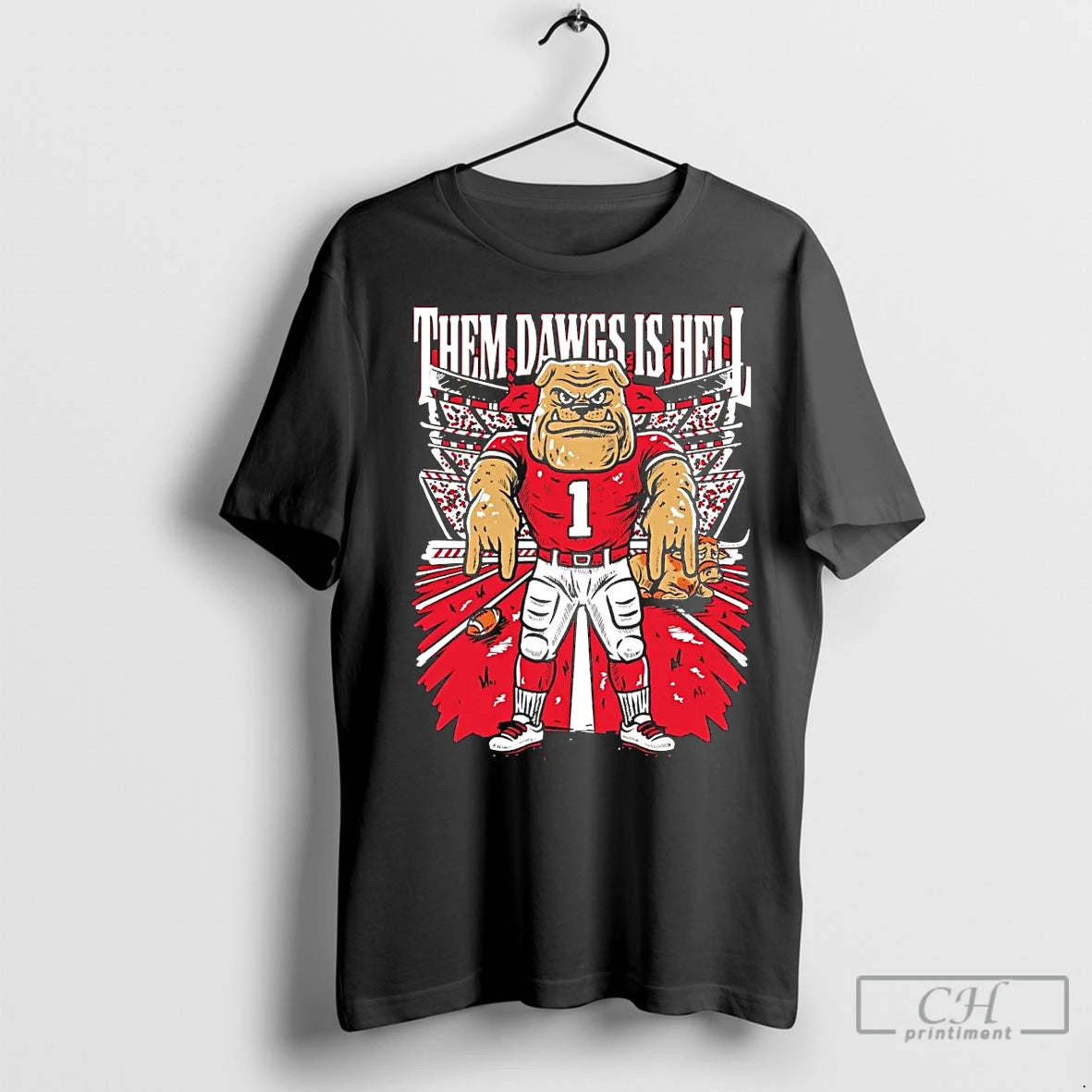 Premium Georgia Bulldogs Horns Down Them Dawgs Is Hell