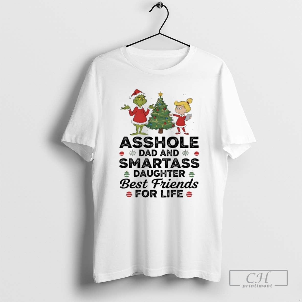 Premium Grinch Christmas Tree Asshole Dad And Smartass Daughter Best Friends For Life Shirt Sweater