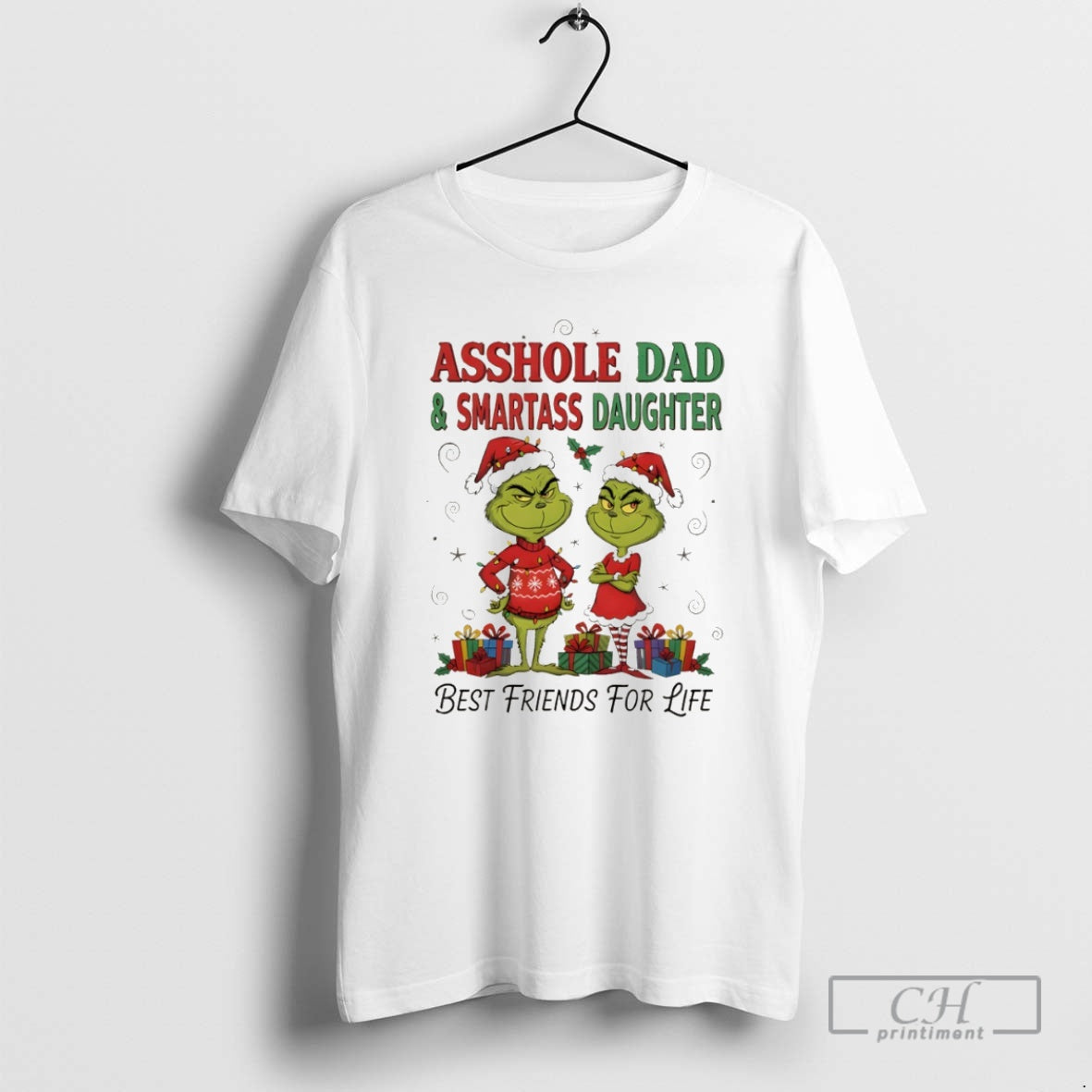 Premium Grinch Santa Asshole Dad And Smartass Daughter Best Friends For Life Christmas Shirt Sweater