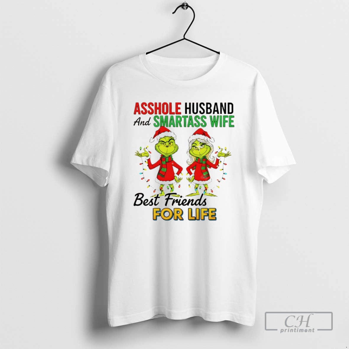 Premium Grinch Santa Asshole Husband And Smartass Wife Best Friends For Life Merry Christmas
