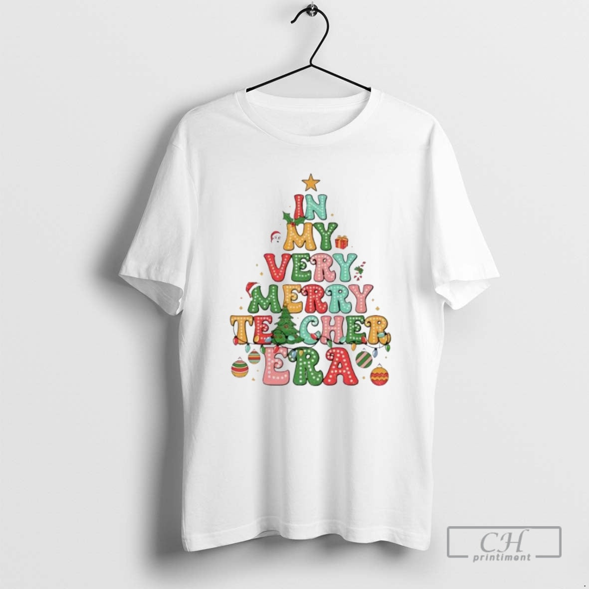 Premium In My Very Merry Teacher Era 2025 Personalized Ornaments White Shirt Sweater