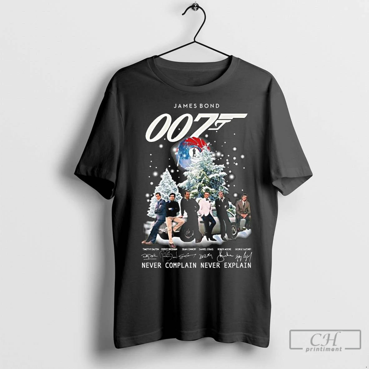 Premium James Bond 007 Never Complain Never Explain Signatures Merry Christmas Long Sleve