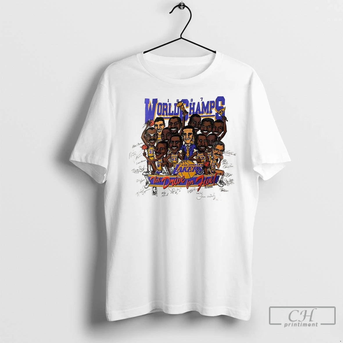 Premium Los Angeles Lakers Basketball World Champ 1987 Caricature Vintage